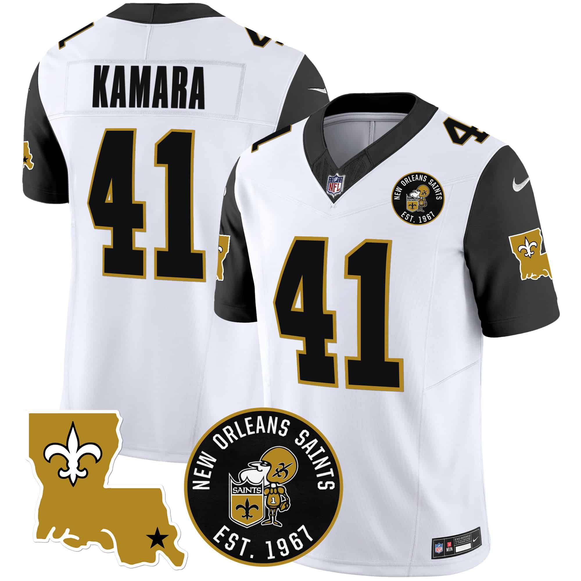 Men New Orleans Saints #41 Kamara White 2024 Nike 1967 Patch Vapor Limited NFL Jersey style 2